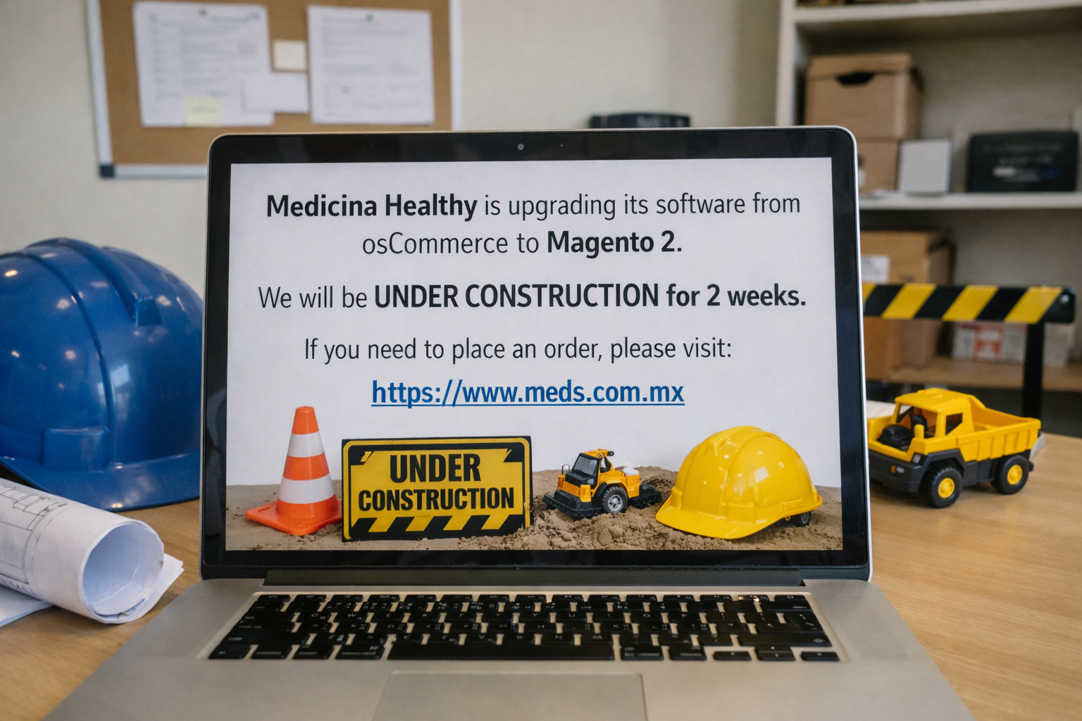 Medicina Healthy software upgrade under construction notice